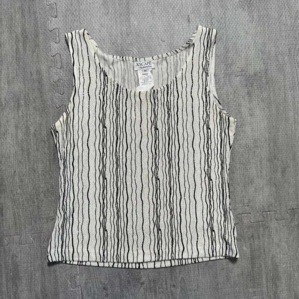 Vintage Y2K XSCAPE by Joanna Chen Striped‎ Glitter Tank Top Women's M